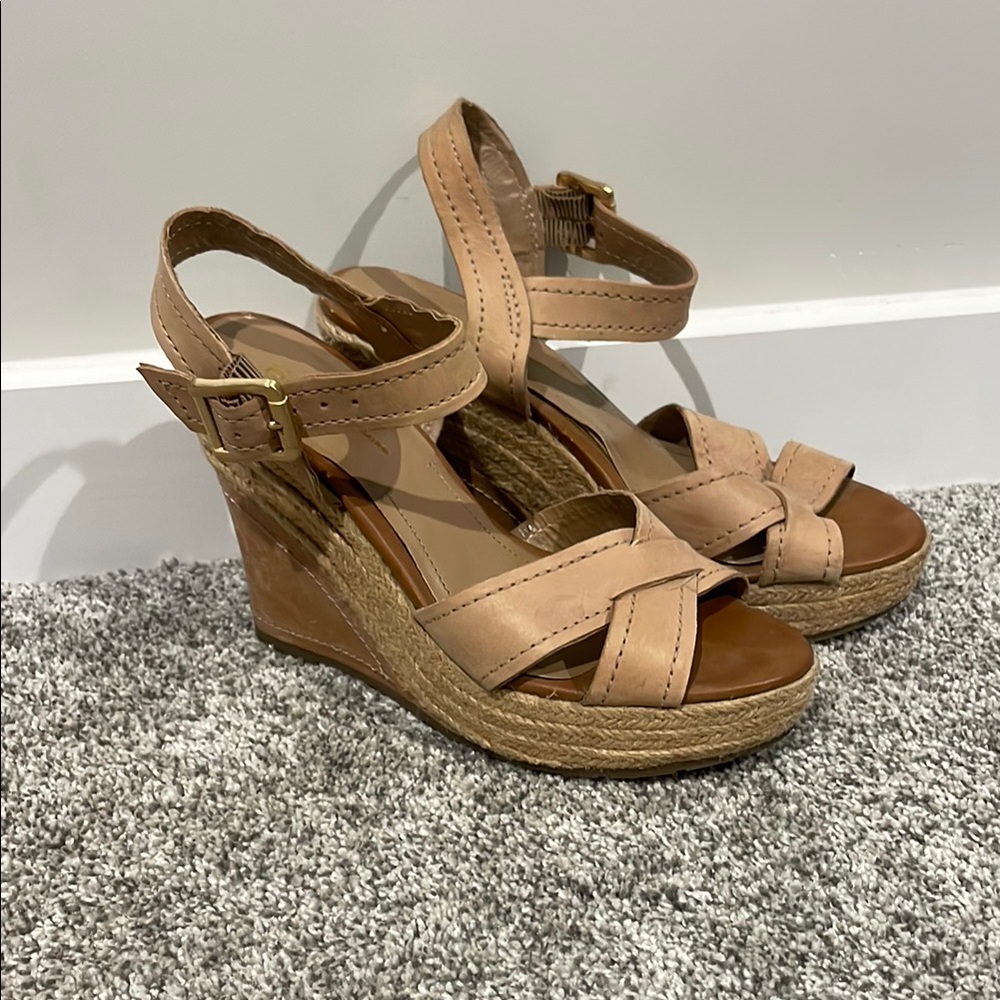 BCBG Tan Espadrille Wedge Sandals